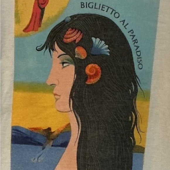 Vintage 90s Fruit of the Loom Lofteez Biglietto Al Paradiso Graphic Art Tee XL - Picture 3 of 7